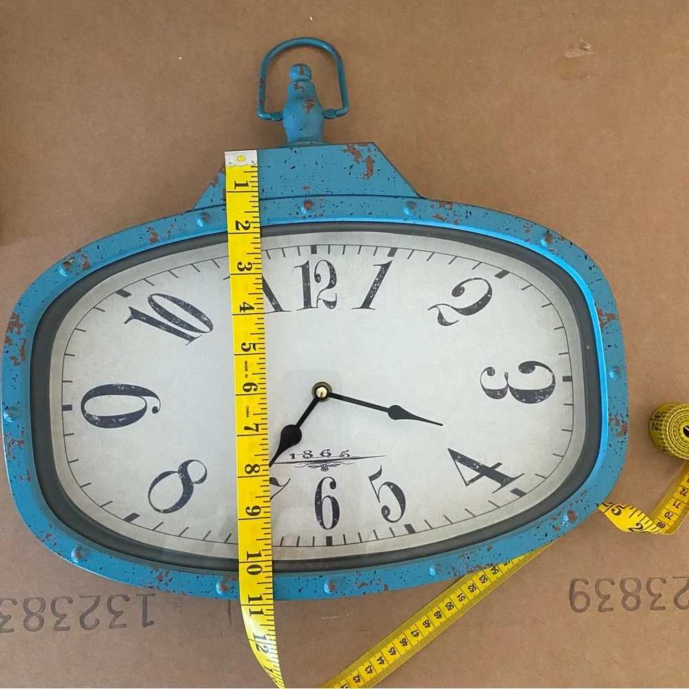 Retro Blue Metal Wall Clock